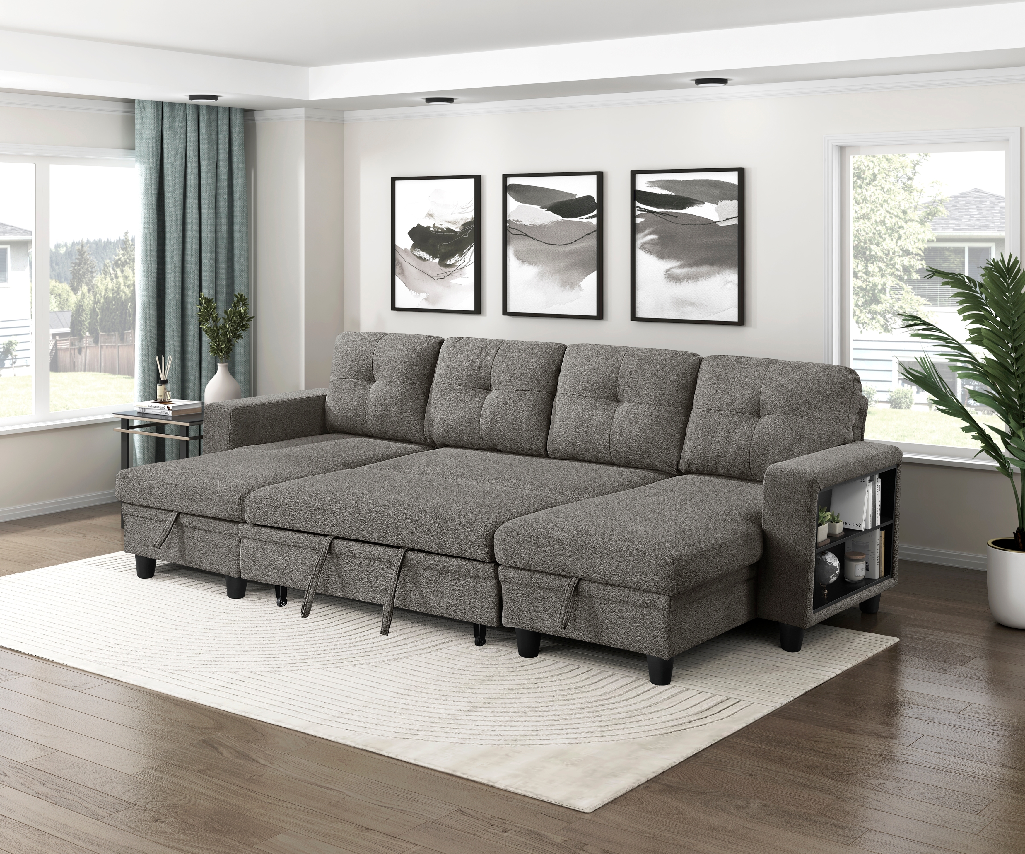 Homelegance Ansley 4-Piece Sectional Sofa with Pull-Out Bed
