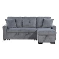 Casual 3-Piece Reversible Sectional Sofa with Pull-Out Bed and Hidden Storage