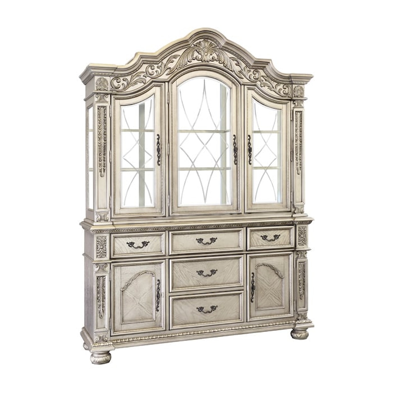 Homelegance Catalonia Buffet & Hutch with Bronze Handles