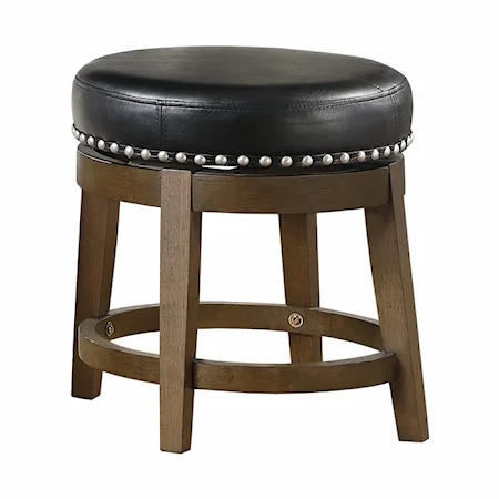 Transitional Round Swivel Stool with Nailhead Trim