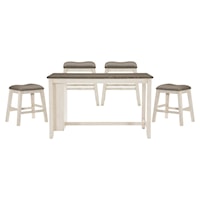 Farmhouse 5-Piece Counter Height Dining Set with Nailhead Trim