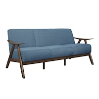 Mid-Century Modern Sofa with Exposed Wood Arms