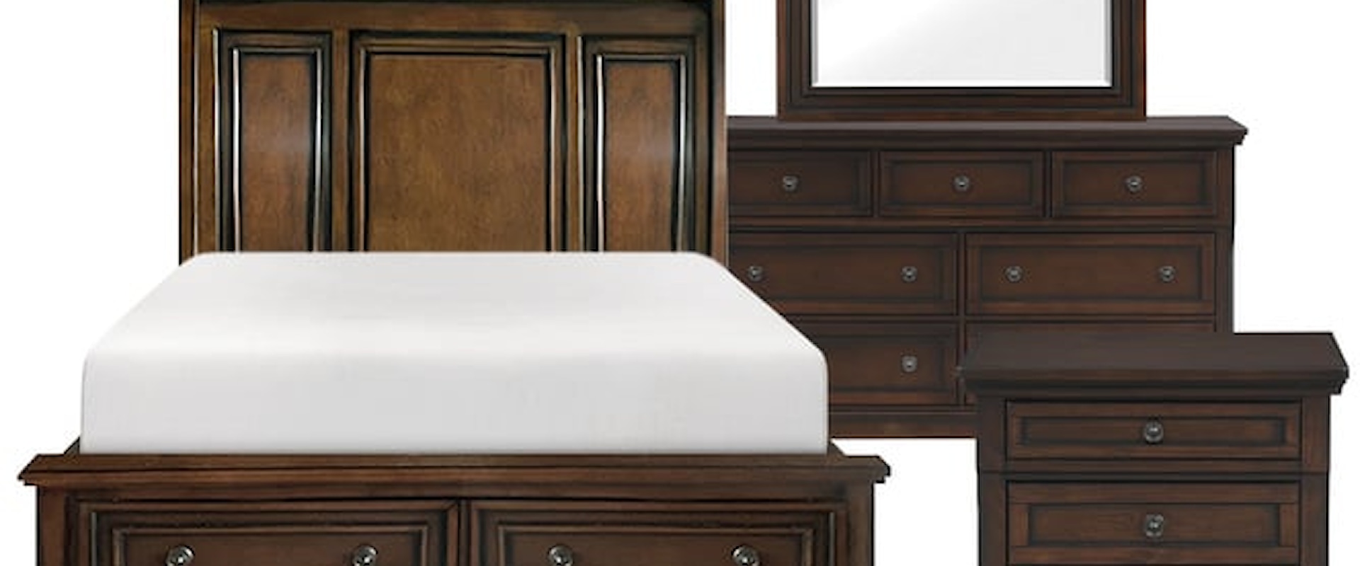 Traditional 4-Piece Queen Bedroom Set with Footboard Storage