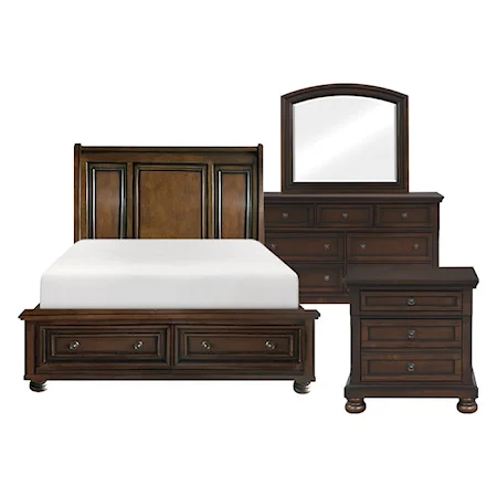 Traditional 4-Piece Queen Bedroom Set with Footboard Storage