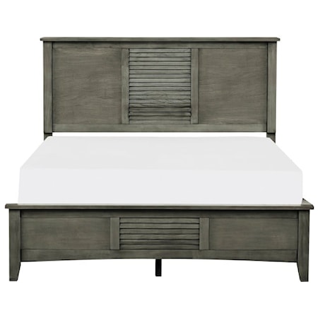 Transitional California King Bed with Panel Headboard