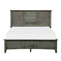 Transitional California King Bed with Panel Headboard