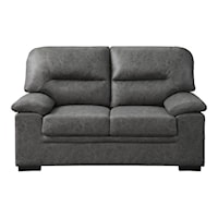 Contemporary Loveseat with Polished Microfiber Upholstery