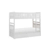 Transitional Twin Bunk Bed with Storage Boxes