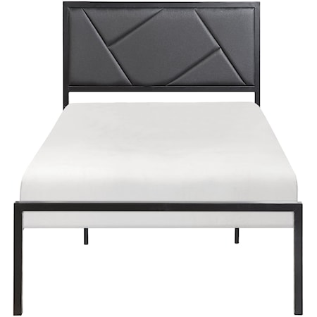 Contemporary Twin Platform Bed with Upholstered Padded Headboard