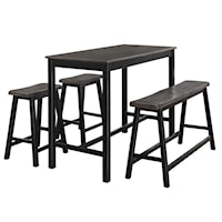 Industrial 4-Piece Counter Height Dining Set with Stools and Bench