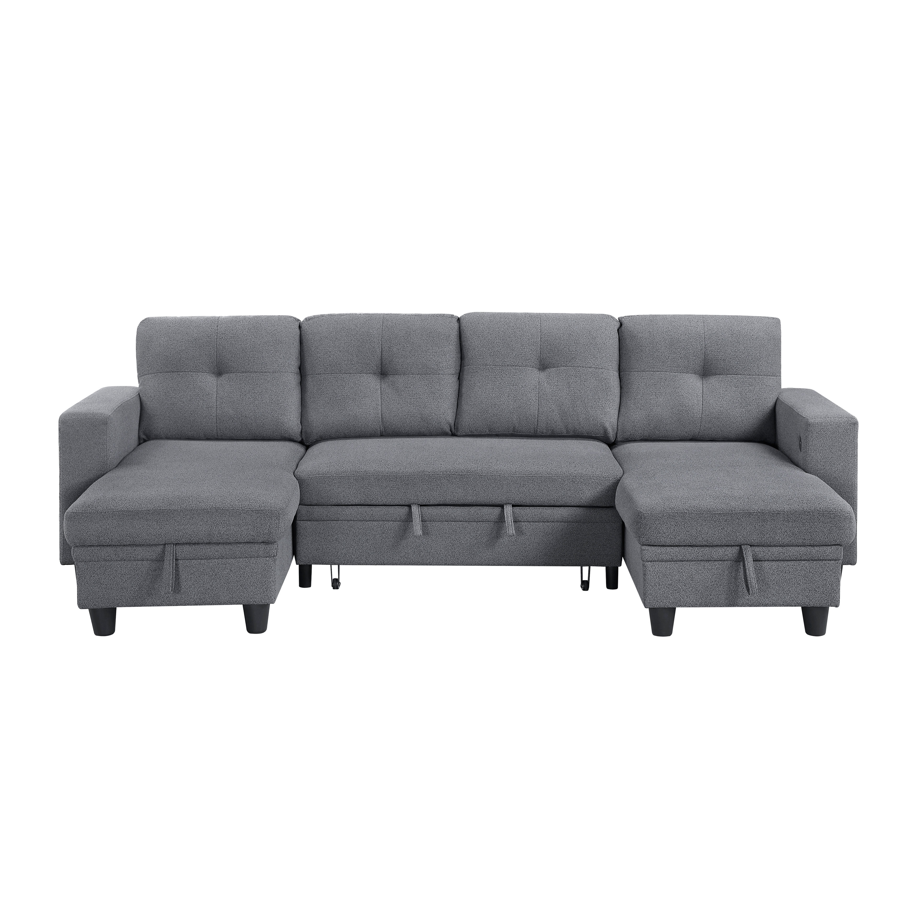 4-Piece Sectional Sofa with Pull-Out Bed
