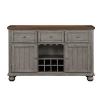 Traditional 3-Drawer Server with Wine Storage