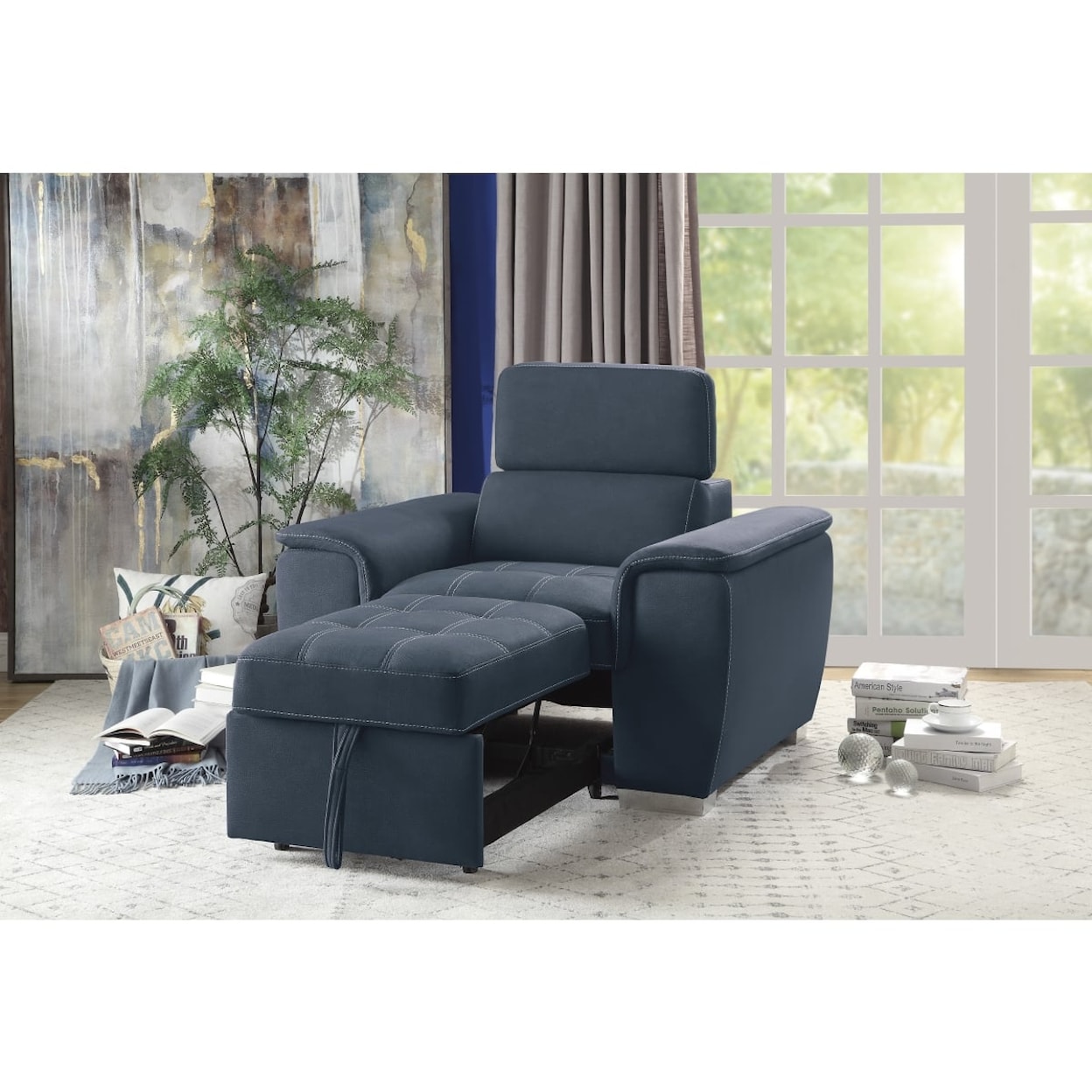 Homelegance Ferriday Chair with Pull-out Ottoman