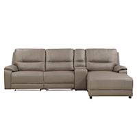 Casual 4-Piece Modular Power Reclining Sectional with Power Headrest and Right Chaise