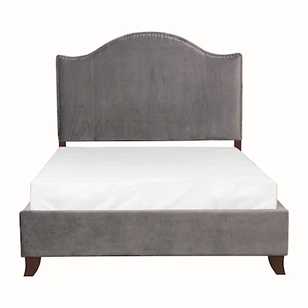 Traditional Queen Bed with Nailhead trim
