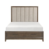 Contemporary Cal King Platform Bed with Footboard Storage
