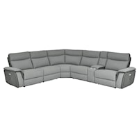 Casual Modular Power Reclining Sectional with Power Headrests