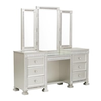 Glam Vanity Dresser with Tri-Fold Mirror