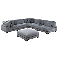 Casual 6-Piece Modular L-Shape Sectional With Ottoman