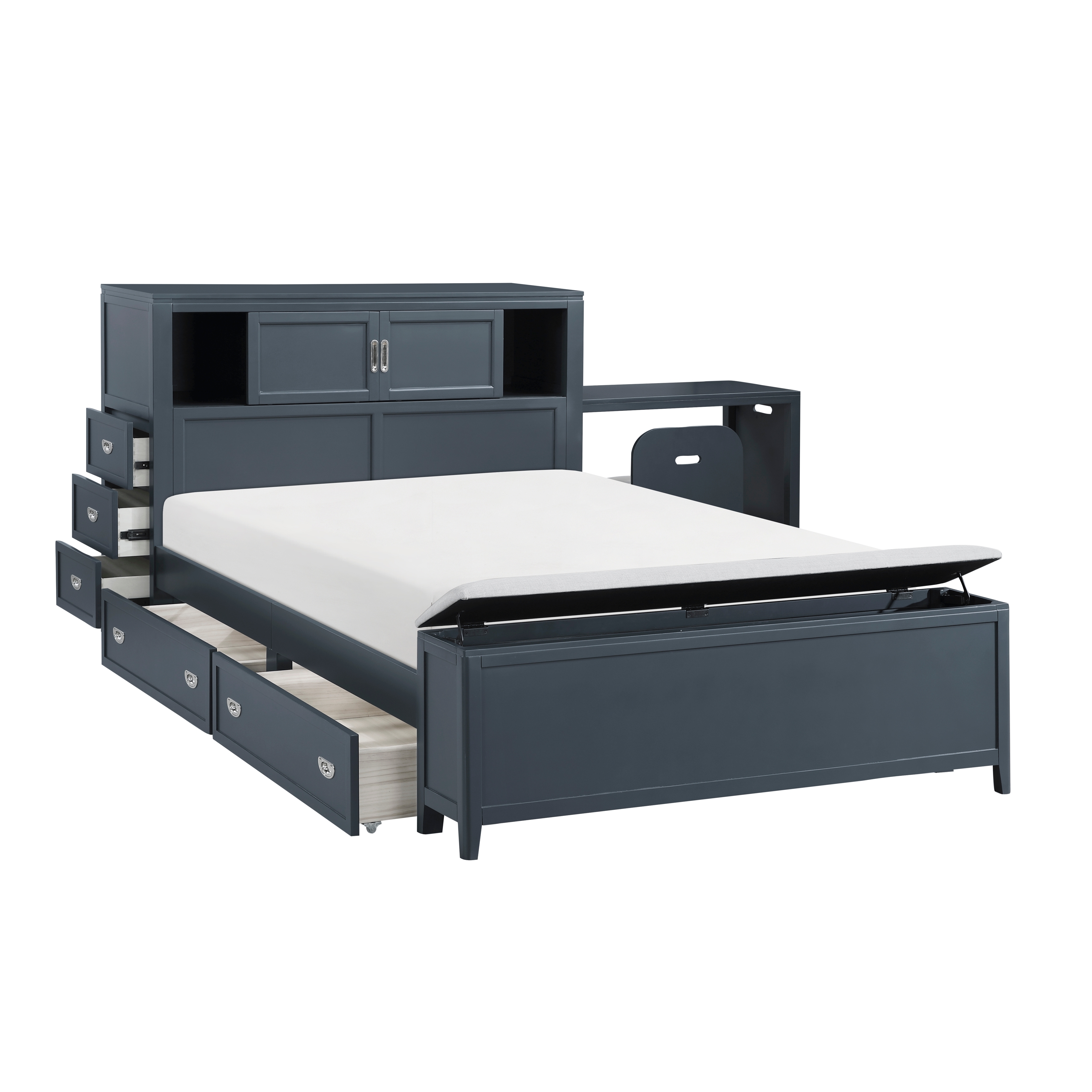 Full Bookcase Bed with Hidden Desk