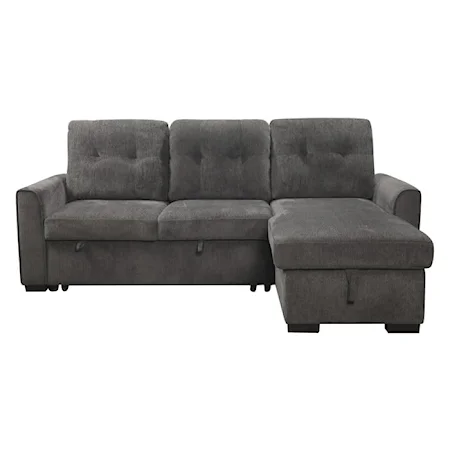 2-Piece Casual Reversible Sectional with Pull-out Bed and Hidden Storage