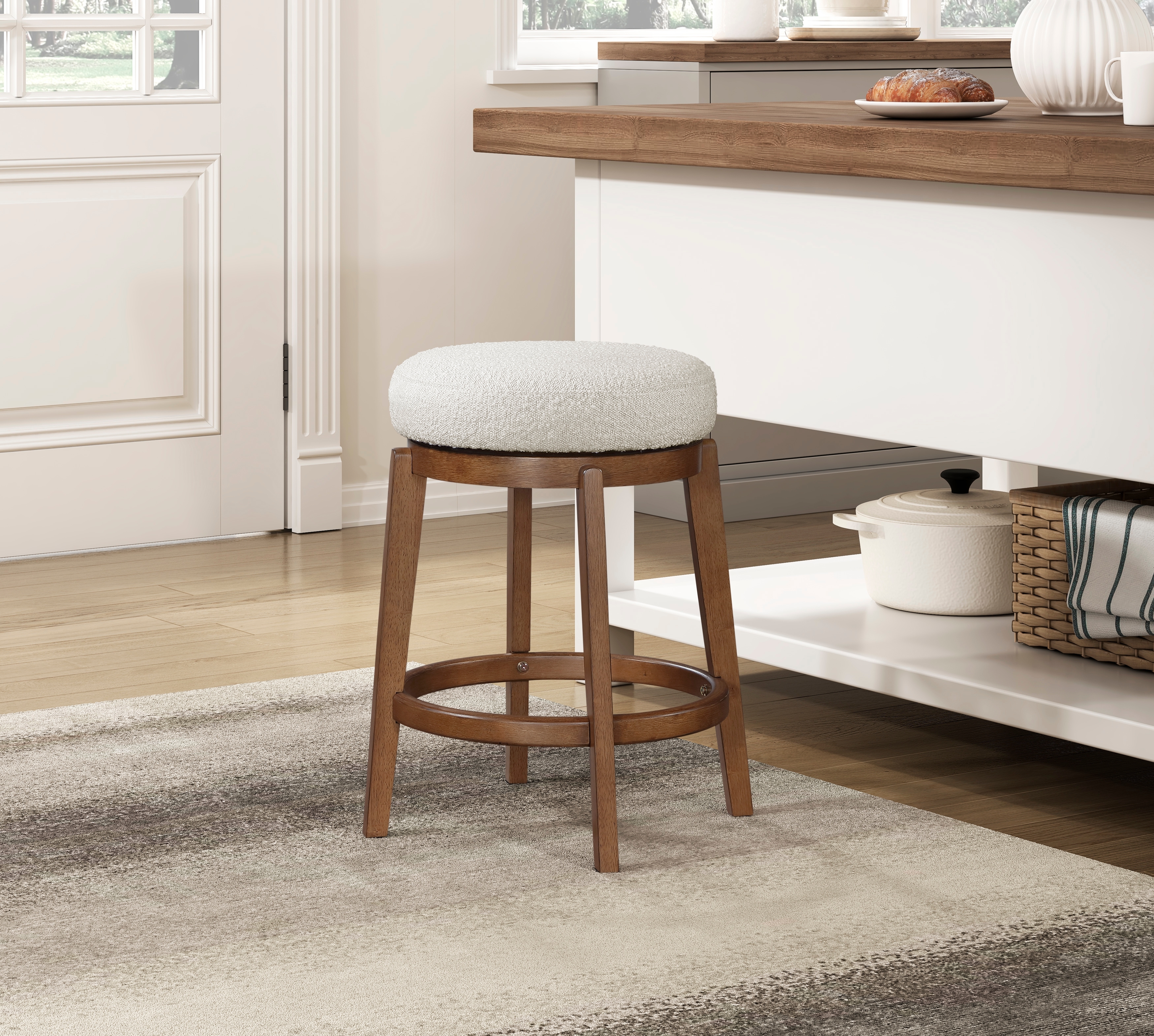 Homelegance Lily Upholstered Counter-Height Swivel Stool