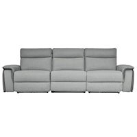 Transitional Power Double Reclining Sofa with Power Headrests