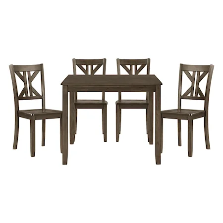 Transitional 5-Piece Pack Dinette Set with Divided X-Back Chairs