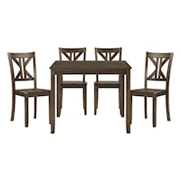 Transitional 5-Piece Pack Dinette Set with Divided X-Back Chairs