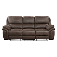 Casual Dual Reclining Sofa with Microfiber Upholstery