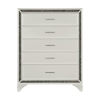 Glam 5-Drawer Bedroom Chest with Glitter Trim