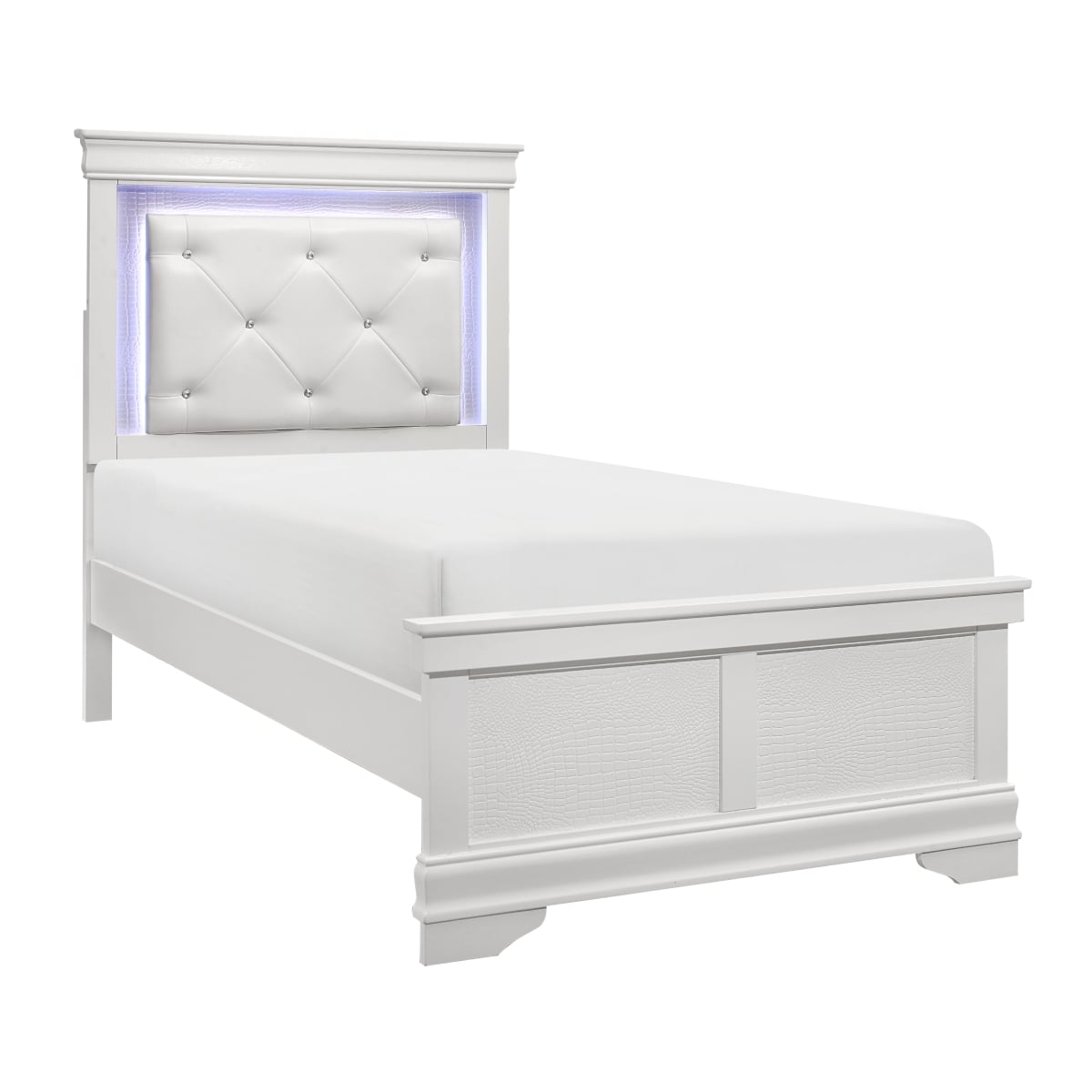 Glam Upholstered Twin Bed with LED Lighting