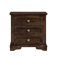 Traditional 3-Drawer Nightstand with Ball Bearing Glides