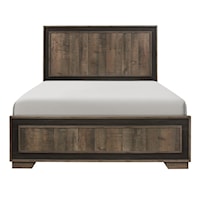 Rustic King Bed with Embossed Headboard