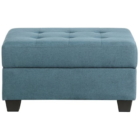 Transitional Storage Ottoman with Tufted Top
