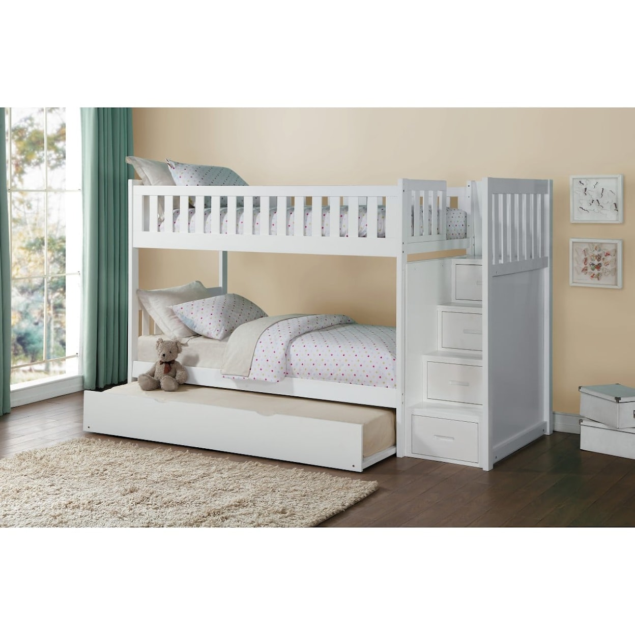 Homelegance Galen Twin/Twin Step Bunk Bed with Twin Trundle