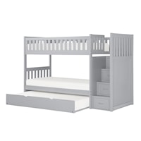 Transitional Twin/Twin Step Bunk Bed with Twin Trundle