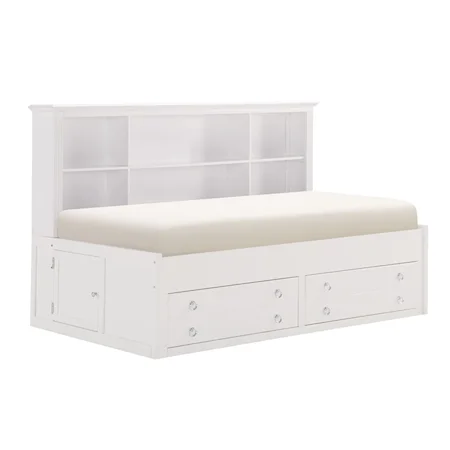 Transitional Twin Lounge Storage Bed with USB Ports