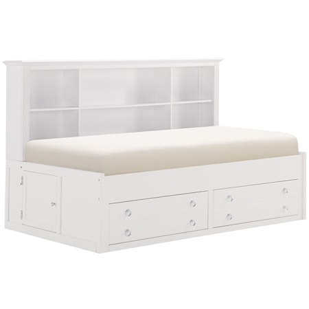 Transitional Twin Lounge Storage Bed with USB Ports