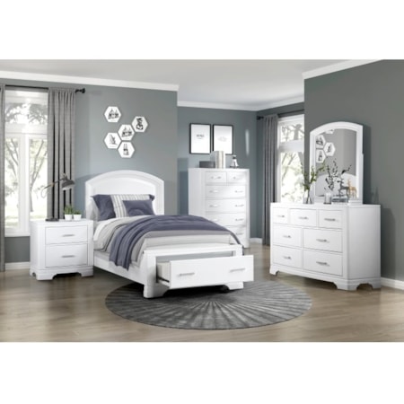 TWIN PLATFORM BED WITH FOOTBOARD STORAGE