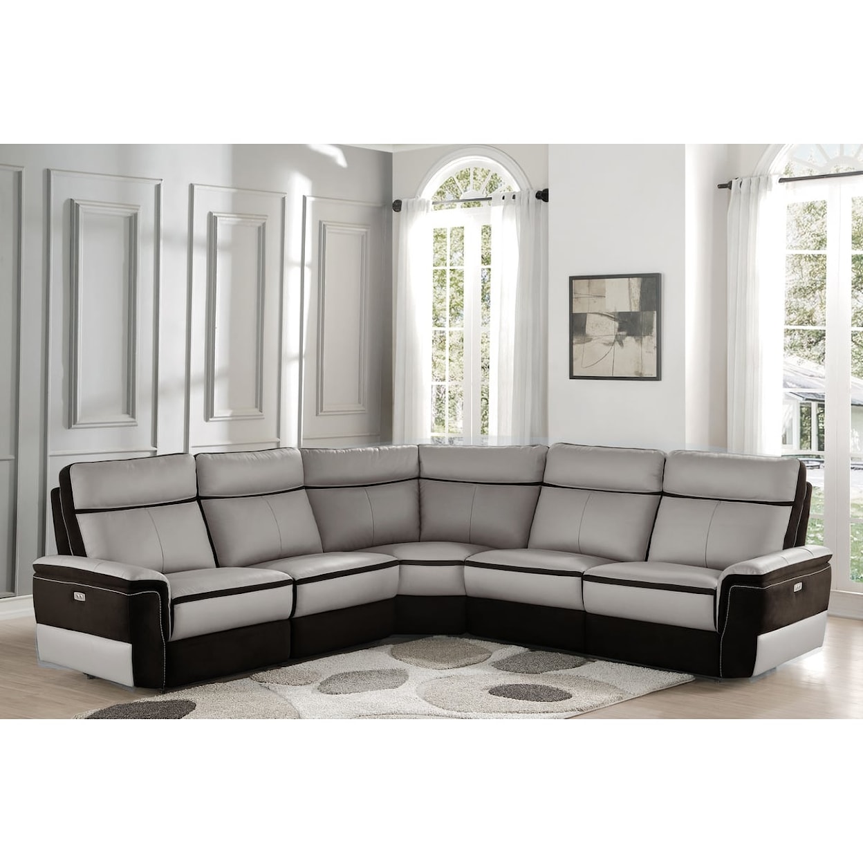 Homelegance Laertes 5-Piece Power Reclining Sectional Sofa