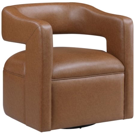 Modern Faux-Leather Open-Back Swivel Chair