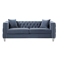 Glam Sofa with Nailhead Trim and Button-Tufted Detail