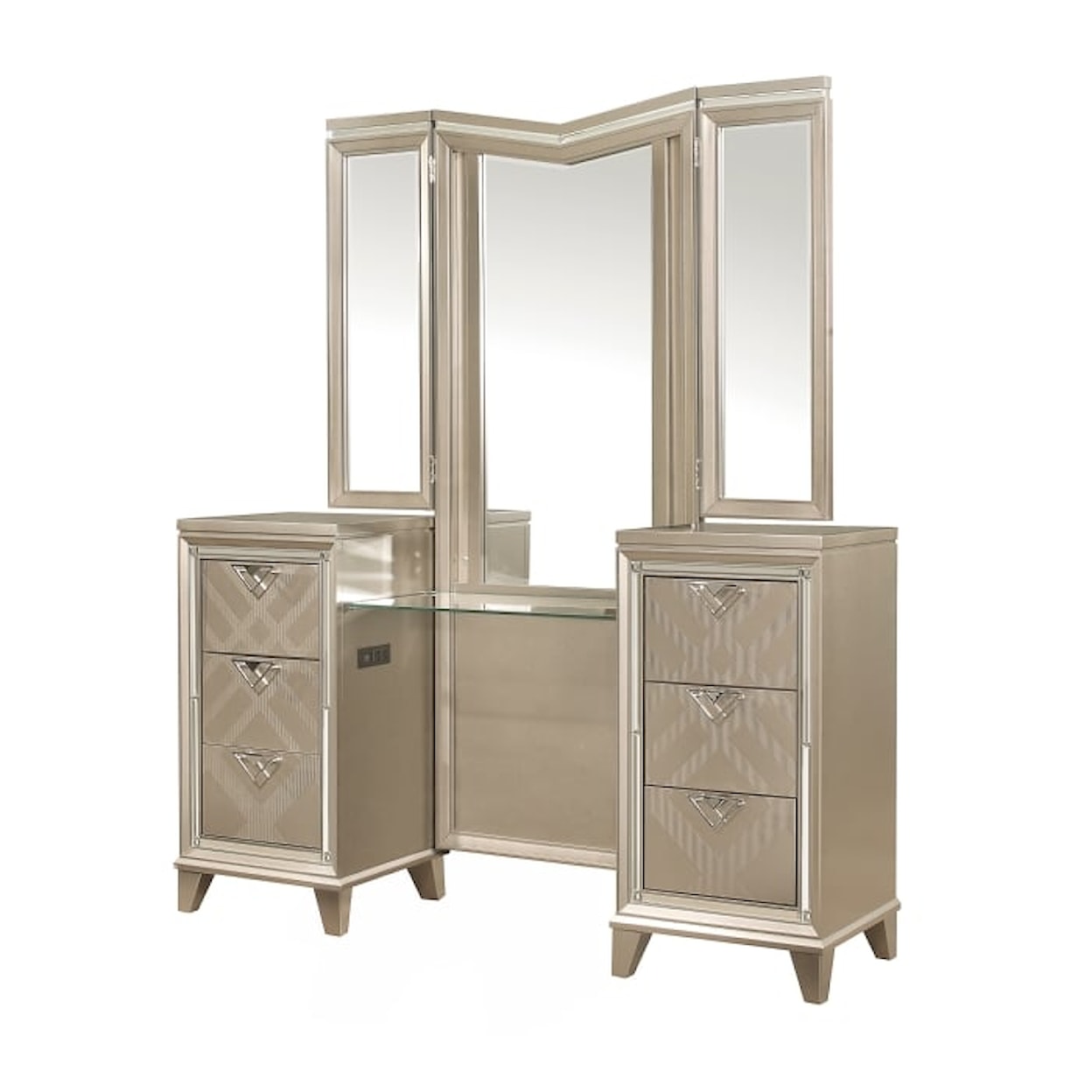 Homelegance Furniture Bijou Vanity Dresser with Mirror and LED Lighting
