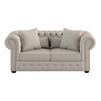 Transitional Chesterfield Loveseat with Rolled Arms and Tufted Back