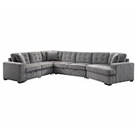 Contemporary 4-Piece Sectional with Pull-out Bed and Ottoman