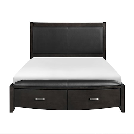Contemporary California King Sleigh Bed with Footboard Storage