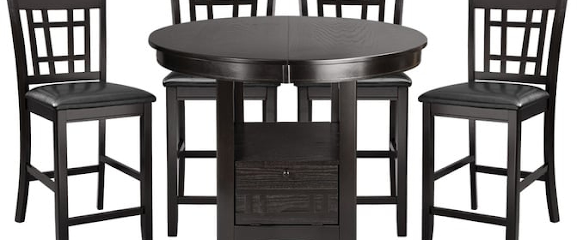 Mission 5-Piece Counter Height Dining Set with Table Storage