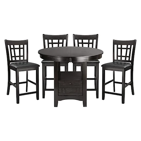 Mission 5-Piece Counter Height Dining Set with Table Storage