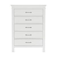 Transitional 5-Drawer Chest with Metal Center Glides